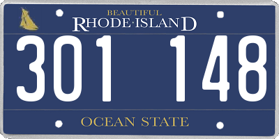 RI license plate 301148