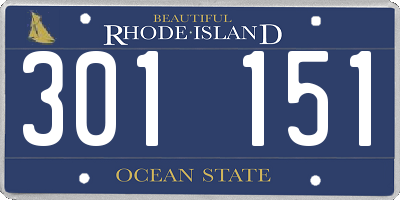 RI license plate 301151
