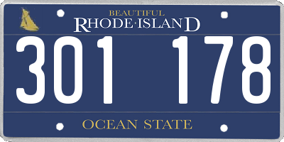 RI license plate 301178