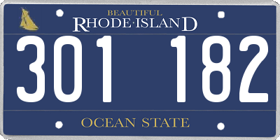RI license plate 301182