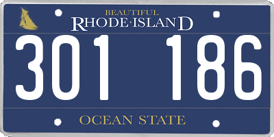 RI license plate 301186