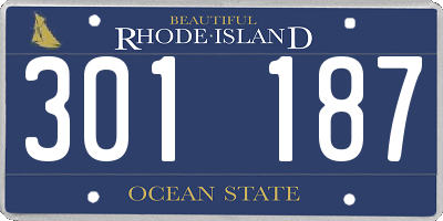 RI license plate 301187