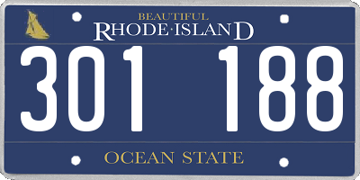RI license plate 301188