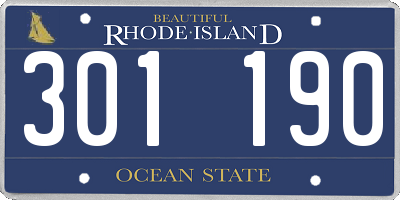 RI license plate 301190