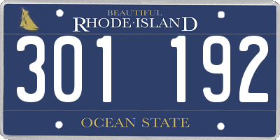 RI license plate 301192