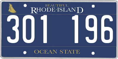 RI license plate 301196