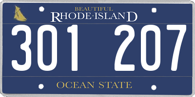 RI license plate 301207