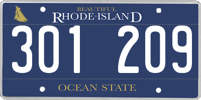 RI license plate 301209
