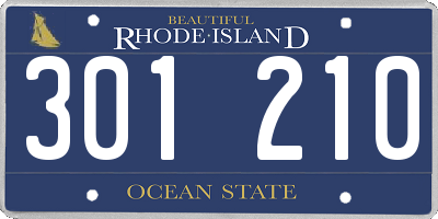 RI license plate 301210