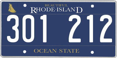 RI license plate 301212