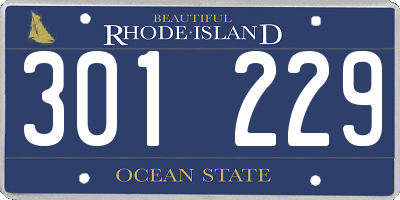 RI license plate 301229