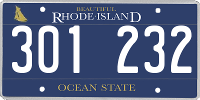 RI license plate 301232