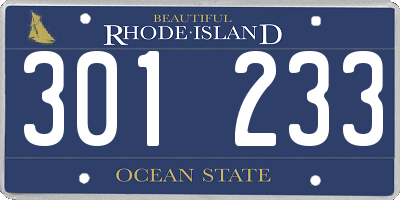 RI license plate 301233