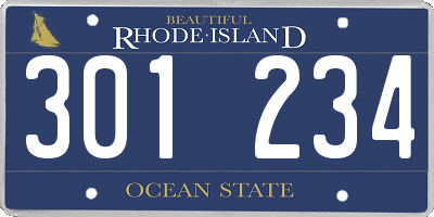 RI license plate 301234