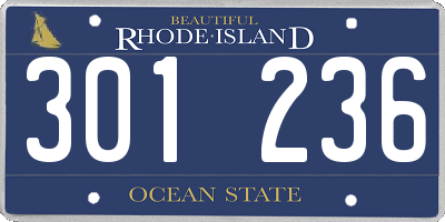 RI license plate 301236