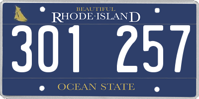 RI license plate 301257