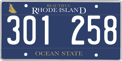 RI license plate 301258