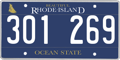 RI license plate 301269