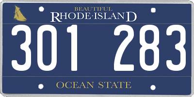 RI license plate 301283