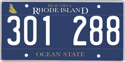 RI license plate 301288