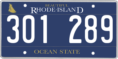 RI license plate 301289