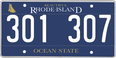 RI license plate 301307