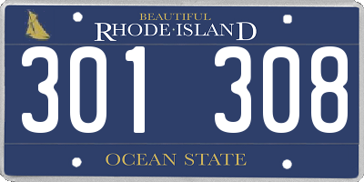 RI license plate 301308