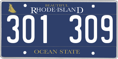 RI license plate 301309