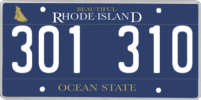 RI license plate 301310