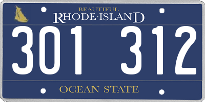 RI license plate 301312