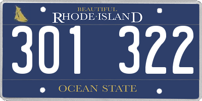 RI license plate 301322