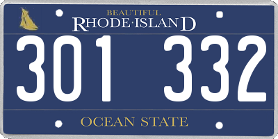 RI license plate 301332