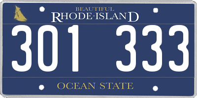 RI license plate 301333