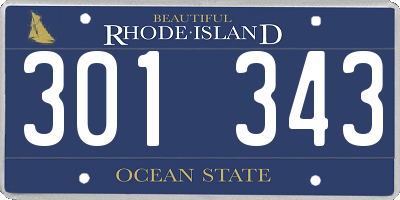 RI license plate 301343