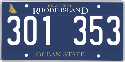 RI license plate 301353