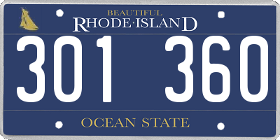 RI license plate 301360