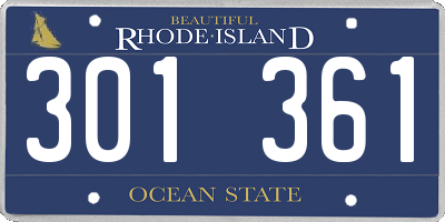 RI license plate 301361