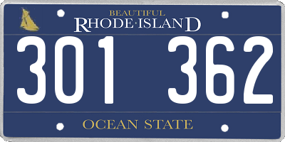 RI license plate 301362