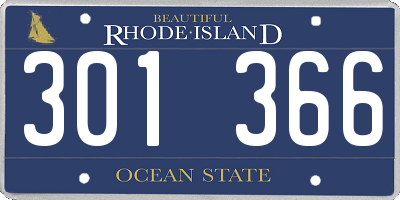 RI license plate 301366