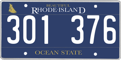 RI license plate 301376