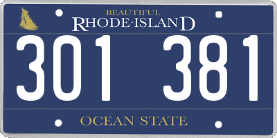 RI license plate 301381