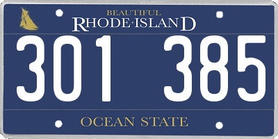 RI license plate 301385
