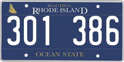 RI license plate 301386