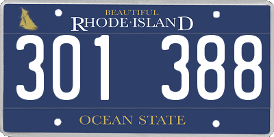 RI license plate 301388