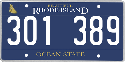 RI license plate 301389