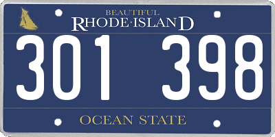 RI license plate 301398
