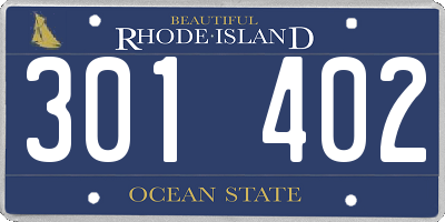 RI license plate 301402