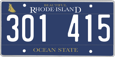 RI license plate 301415