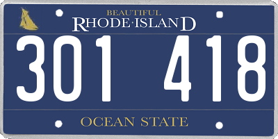 RI license plate 301418