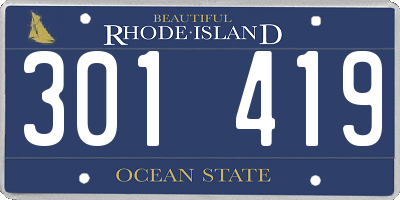 RI license plate 301419
